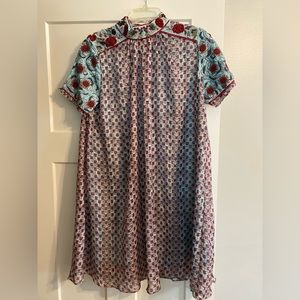 Anthropologie Bhanuni Beaded Short Sleeve Dress- Size Medium. Like new!